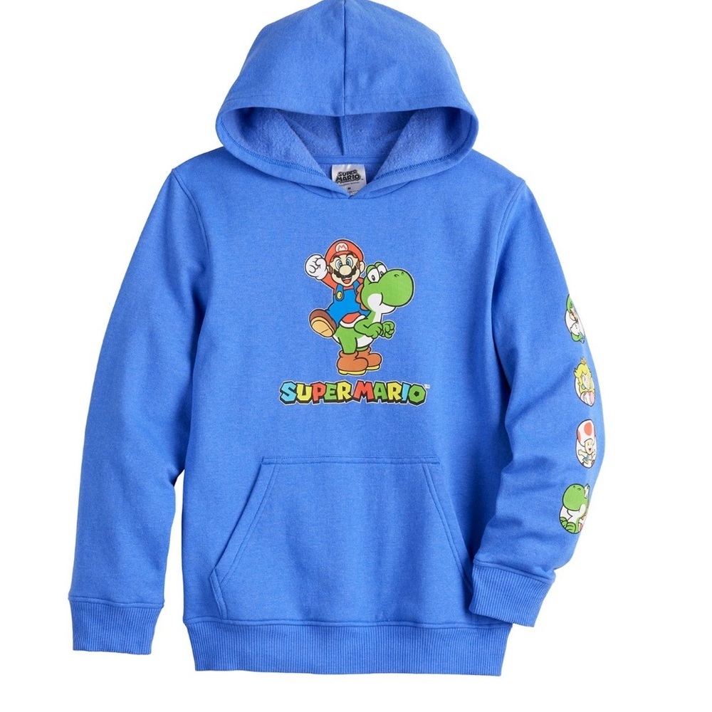 NWT Super Mario Brothers Boys Hooded Fleece Sweatshirt